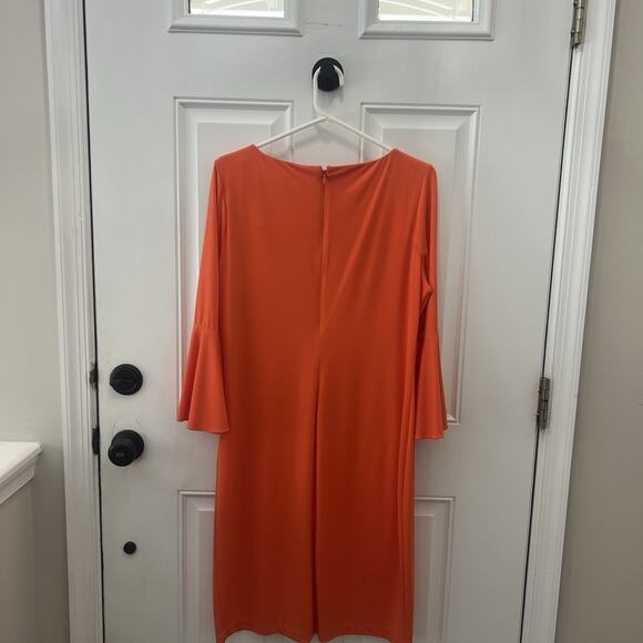 Calvin Klein Orange Midi Dress with Bell Sleeves - Picture 6 of 8
